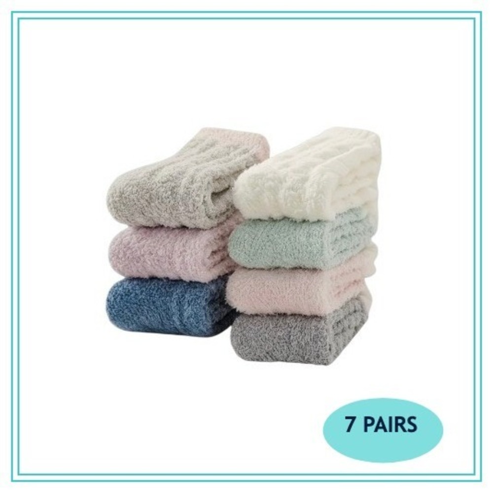 Fashion Fuzzy Thick Winter Socks One Size Cabin Cozy Pastel 7 Pairs NEW